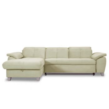 Coltar Extensibil Cu Insula Stanga Sevilia Lux, Lada Depozitare, 5 Locuri, Tetiere Reglabile, Crem, 272 Cm