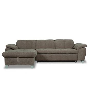 Coltar Extensibil Cu Insula Stanga Sevilia Lux, Lada Depozitare, 5 Locuri, Tetiere Reglabile, Maro Mocca 272 Cm