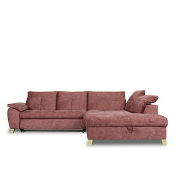 Coltar Extensibil Cu Otoman Mare Sevilia Lux, Dreapta, 5 Locuri, Roz Prafuit Inchis, 300 x 234 Cm