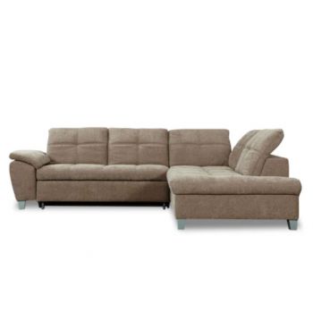 Coltar Extensibil Cu Otoman Mic Dreapta Sevilia Lux, 5 Locuri, Tetiere Reglabile, Maro, 280 Cm