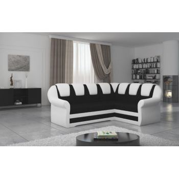 Coltar extensibil dreapta 3 locuri ELTAP, LII-039, Lord II, 243x195x112 cm, lemn/poliester, negru/alb