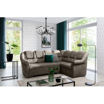 Coltar extensibil dreapta 3 locuri ELTAP, LII-067, Lord II, 243x195x112 cm, lemn/poliester, bej inchis