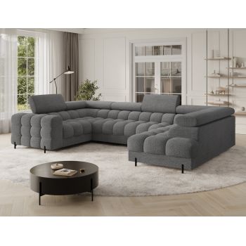 Coltar extensibil dreapta 3 locuri ELTAP, RT-03ROY, Fectory, 346x205x93 cm, lemn/poliester, gri