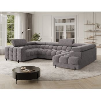 Coltar extensibil dreapta 3 locuri ELTAP, RT-04AU, Fectory, 346x205x93 cm, lemn/poliester, gri inchis