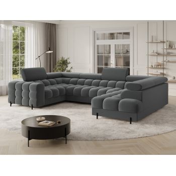 Coltar extensibil dreapta 3 locuri ELTAP, RT-06SO, Fectory, 346x205x93 cm, lemn/poliester, gri inchis