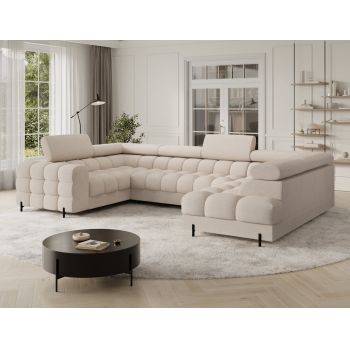 Coltar extensibil dreapta 3 locuri ELTAP, RT-18CAL, Fectory, 346x205x93 cm, lemn/poliester, bej deschis