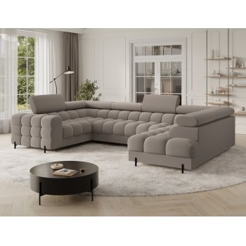 Coltar extensibil dreapta 3 locuri ELTAP, RT-18SO, Fectory, 346x205x93 cm, lemn/poliester, bej inchis