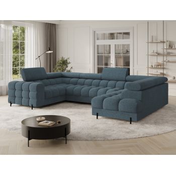 Coltar extensibil dreapta 3 locuri ELTAP, RT-40JAF, Fectory, 346x205x93 cm, lemn/poliester, albastru