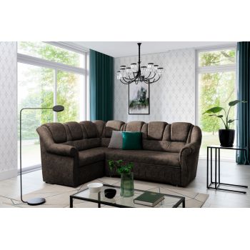 Coltar extensibil stanga 3 locuri ELTAP, LII-089, Lord II, 243x195x112 cm, lemn/poliester, maro inchis