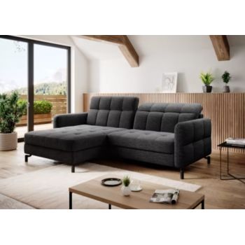 Coltar extensibil stanga 3 locuri ELTAP, Lore-144, Lorelle, 225x160x105 cm, lemn/poliester, negru