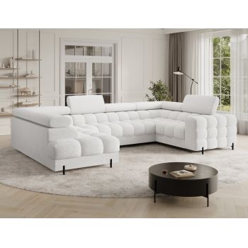 Coltar extensibil stanga 3 locuri ELTAP, LT-01ROY, Fectory, 346x205x93 cm, lemn/poliester, alb