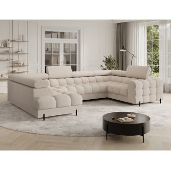 Coltar extensibil stanga 3 locuri ELTAP, LT-18CAL, Fectory, 346x205x93 cm, lemn/poliester, bej deschis