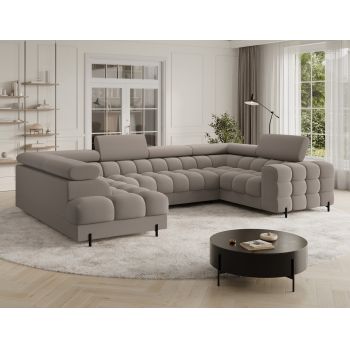 Coltar extensibil stanga 3 locuri ELTAP, LT-18SO, Fectory, 346x205x93 cm, lemn/poliester, bej inchis
