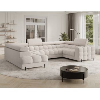 Coltar extensibil stanga 3 locuri ELTAP, LT-20BAF, Fectory, 346x205x93 cm, lemn/poliester, bej deschis