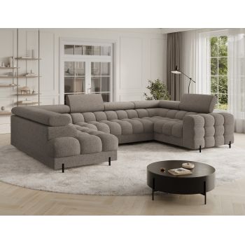 Coltar extensibil stanga 3 locuri ELTAP, LT-20ROY, Fectory, 346x205x93 cm, lemn/poliester, maro