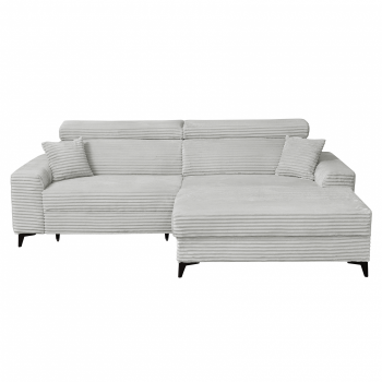 Coltar FLORIDA ONE T extensibil, cu arcuri si lada depozitare, colt dreapta, gri deschis, 280x175x95 cm
