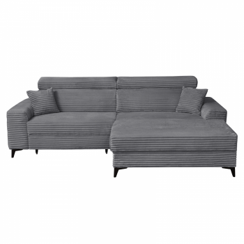 Coltar FLORIDA ONE T extensibil, cu arcuri si lada depozitare, colt dreapta, gri inchis, 280x175x95 cm