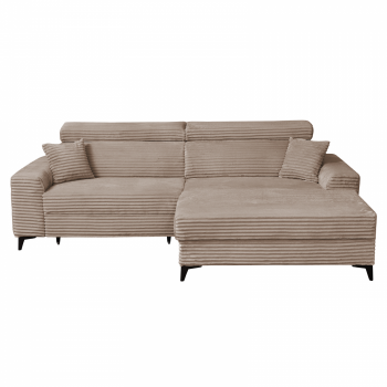 Coltar FLORIDA ONE T extensibil, cu arcuri si lada depozitare, colt dreapta, maro, 280x175x95 cm