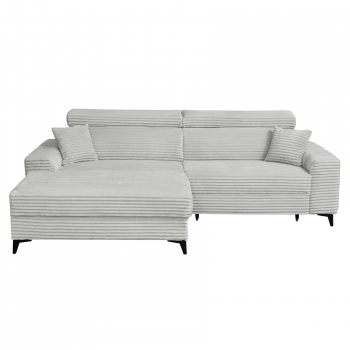 Coltar FLORIDA ONE T extensibil, cu arcuri si lada depozitare, colt stanga, gri deschis, 280x175x95 cm