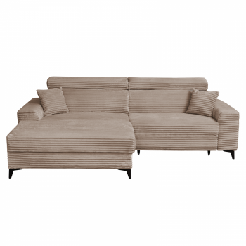 Coltar FLORIDA ONE T extensibil, cu arcuri si lada depozitare, colt stanga, maro, 280x175x95 cm