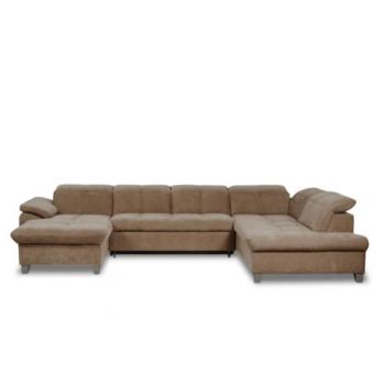 Coltar U Extensibil Sevilia Lux, Dreapta, 6 Locuri, Tetiere Reglabile, Maro, 355 Cm