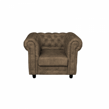 Fotoliu CHESTERFIELD cu arcuri, maro deschis, 105x90x80 cm