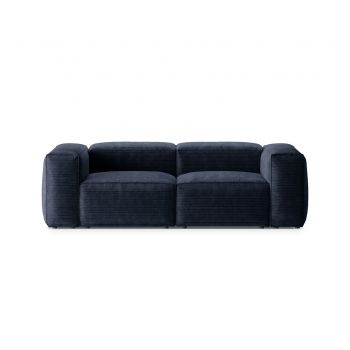 Canapea 2 locuri, Bergamo, Cosmopolitan Design, 224x108x70 cm, catifea chenille raiata, albastru navy