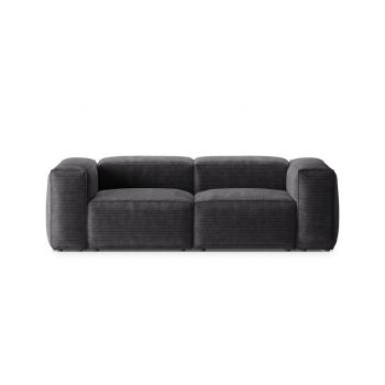 Canapea 2 locuri, Bergamo, Cosmopolitan Design, 224x108x70 cm, catifea chenille raiata, gri