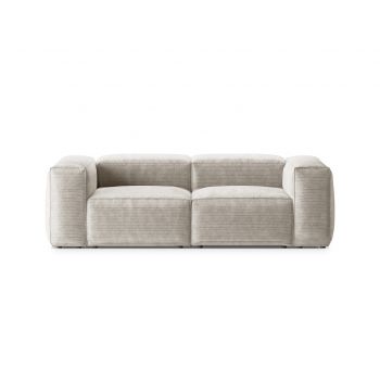 Canapea 2 locuri, Bergamo, Cosmopolitan Design, 224x108x70 cm, catifea chenille raiata, ivoriu
