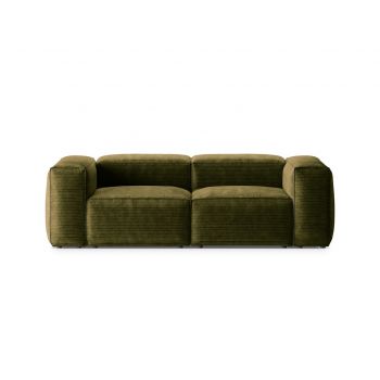 Canapea 2 locuri, Bergamo, Cosmopolitan Design, 224x108x70 cm, catifea chenille raiata, verde