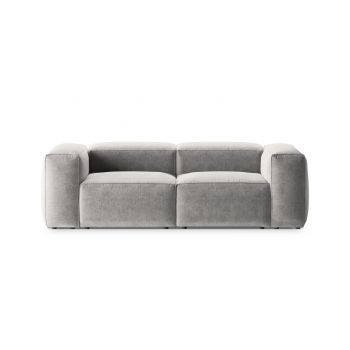Canapea 2 locuri, Bergamo, Cosmopolitan Design, 224x108x70 cm, tesatura structurata, gri deschis