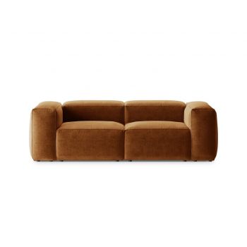 Canapea 2 locuri, Bergamo, Cosmopolitan Design, 224x108x70 cm, tesatura structurata, gri maro