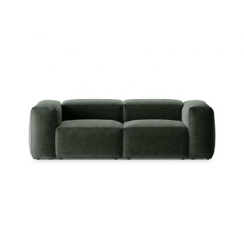 Canapea 2 locuri, Bergamo, Cosmopolitan Design, 224x108x70 cm, tesatura structurata, verde muschi