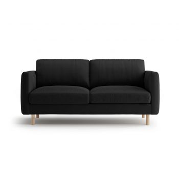 Canapea 2 locuri, Eden, Micadoni, 146x92x90 cm, catifea, negru