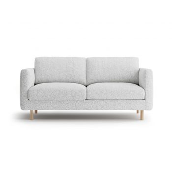 Canapea 2 locuri, Eden, Micadoni, 146x92x90 cm, tesatura structurata, gri deschis melanj