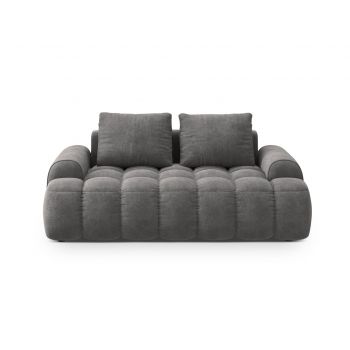 Canapea 2 locuri, Linz, Cosmopolitan Design, 175x100x84 cm, catifea, gri