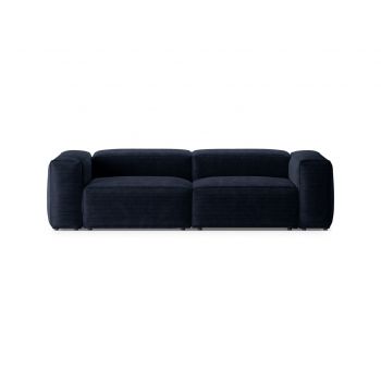 Canapea 3 locuri, Bergamo, Cosmopolitan Design, 264x108x70 cm, catifea chenille raiata, albastru navy