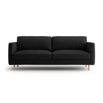 Canapea 3 locuri, Eden, Micadoni, 173x92x90 cm, catifea, negru