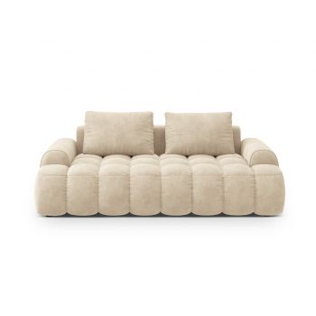 Canapea 3 locuri, Linz, Cosmopolitan Design, 200x100x84 cm, catifea, bej deschis