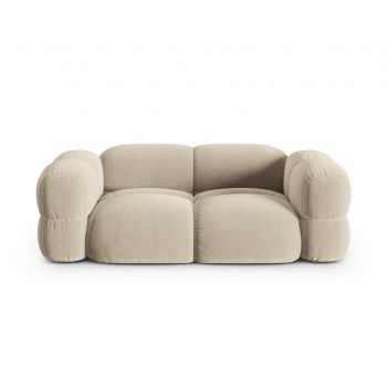 Canapea 3 locuri, Loretto, Cosmopolitan Design, 210x100x68 cm, catifea, bej deschis