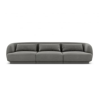 Canapea 3 locuri, Tulum, Cosmopolitan Design, 255x90x70 cm, catifea, gri deschis