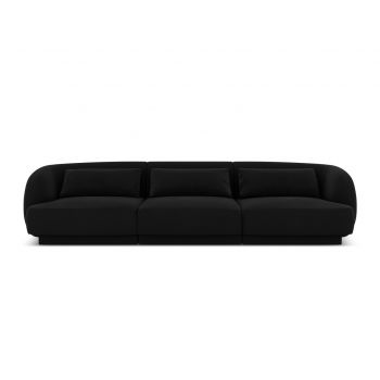 Canapea 3 locuri, Tulum, Cosmopolitan Design, 255x90x70 cm, catifea, negru