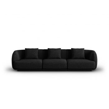 Canapea 3 locuri, Tulum, Cosmopolitan Design, 255x90x70 cm, tesatura chenille, negru