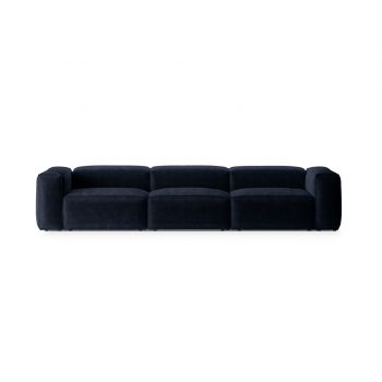 Canapea 4 locuri, Bergamo, Cosmopolitan Design, 364x108x70 cm, catifea chenille raiata, albastru navy