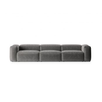 Canapea 4 locuri, Bergamo, Cosmopolitan Design, 364x108x70 cm, catifea chenille raiata, gri deschis