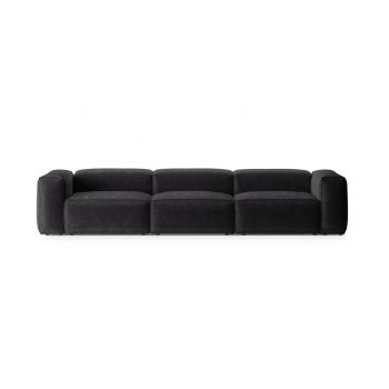 Canapea 4 locuri, Bergamo, Cosmopolitan Design, 364x108x70 cm, catifea chenille raiata, gri