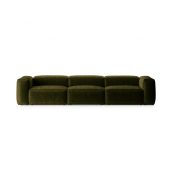 Canapea 4 locuri, Bergamo, Cosmopolitan Design, 364x108x70 cm, catifea chenille raiata, verde