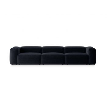 Canapea 4 locuri, Bergamo, Cosmopolitan Design, 364x108x70 cm, tesatura structurata, albastru navy