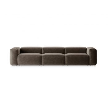 Canapea 4 locuri, Bergamo, Cosmopolitan Design, 364x108x70 cm, tesatura structurata, cappuccino