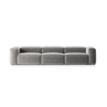 Canapea 4 locuri, Bergamo, Cosmopolitan Design, 364x108x70 cm, tesatura structurata, gri deschis